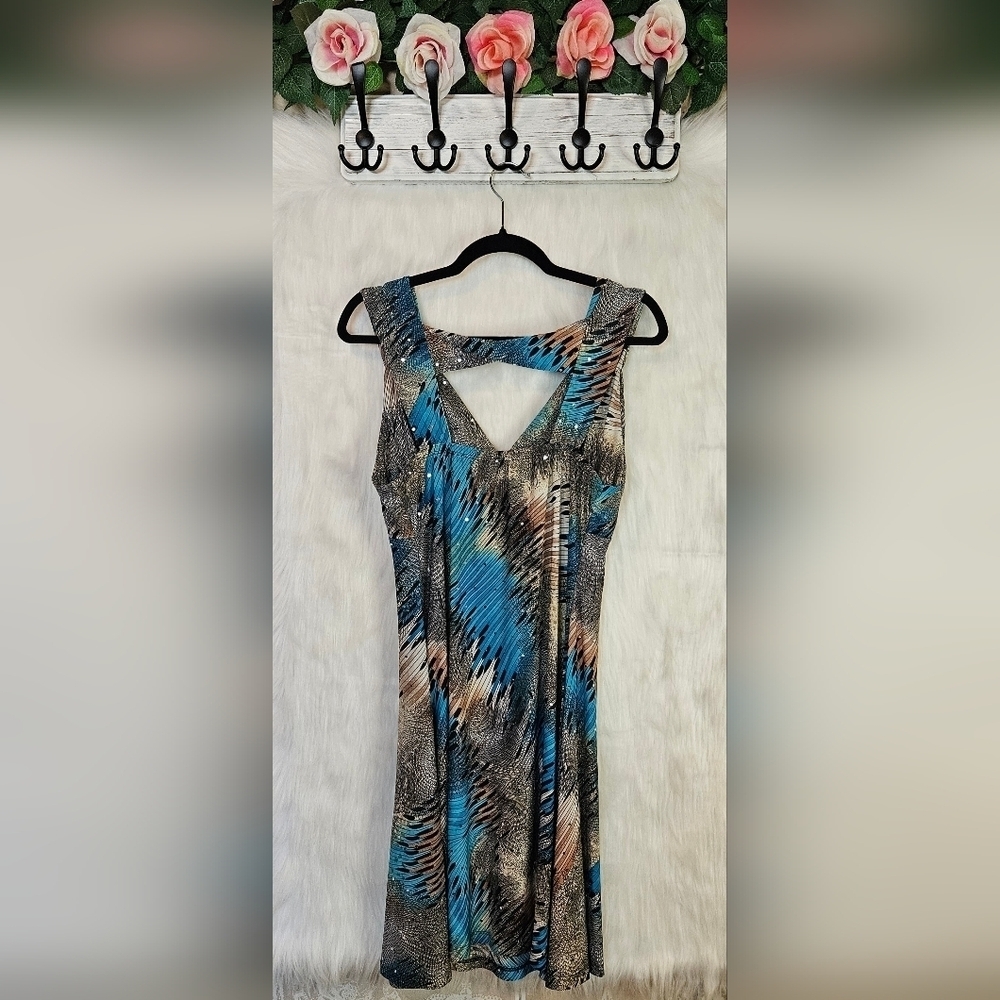 Touch Express Aqua Sparkle Twist-Back Mini Party Dress - Picture 3 of 7